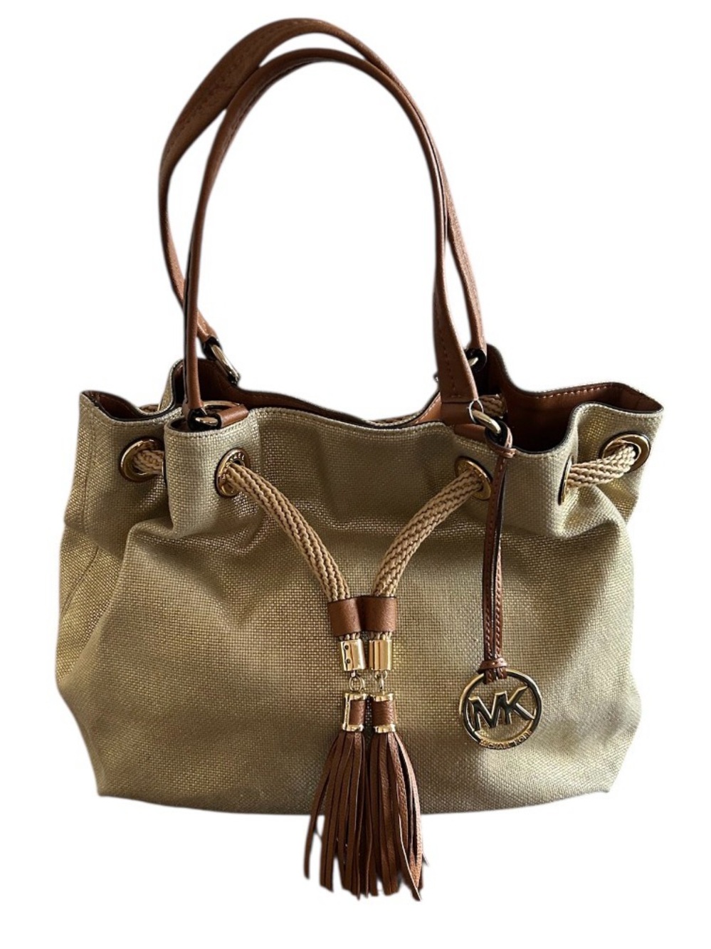 Michael Kors Medina Large Gathered Tote Shoulder Bag Metallic Gold MSRP 298.00 - Picture 3 of 16